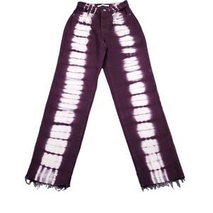 PacSun Eco Raspberry Tie Dye High Waisted Straight Leg Jeans Size 22 Purple Crop